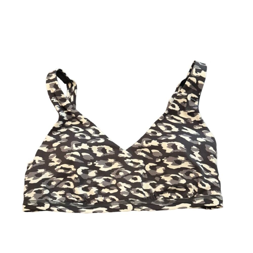 OFFLINE By Aerie Goals Plunge Sports Bra - Gray Leopard Size L